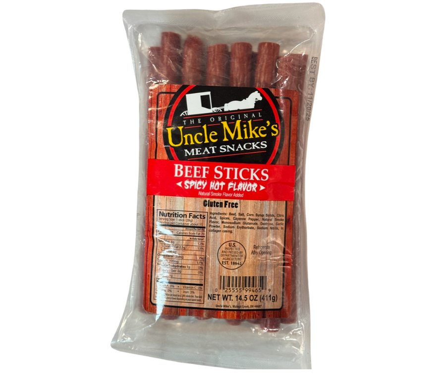 Uncle Mike's Spicy Hot Beef Sticks – 14.5oz